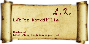Létz Kordélia névjegykártya